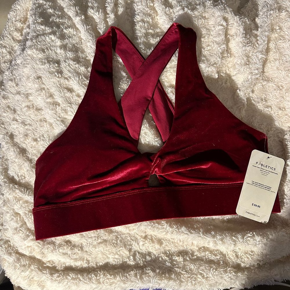 Fabletics Oasis Twist-Front Velour Sports Bra